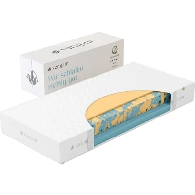 Abbildung von verapur Switch Vollschaummatratze mit 7 Zonen, 100x200 cm, Wendekern aus hochwertigem Gel &amp; Kaltschaum, 500g/m² Doppeltuchbezug, Made in Germany, für alle Bettarten