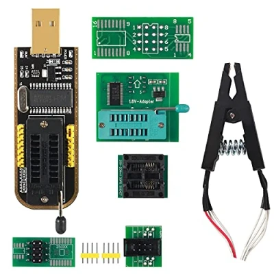 Abbildung von Dealikee Soic8 SOP8 Test Clip EEPROM Flash BIOS USB +1.8V Adapter + Programmer Module Kit Set for 93CXX / 25CXX 24CXX CH341A 24 25 Series