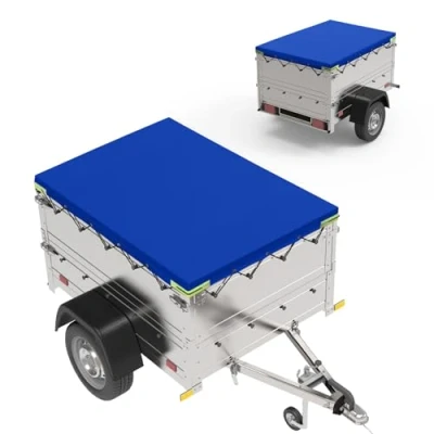 Abbildung von Anhänger Plane 258 x 136 10 cm Flachplane Abdeckplane aus PVC Material Verstärkte Wasserdicht&amp;Reißfeste für Stema Böckmann 750kg PKW (Blau)