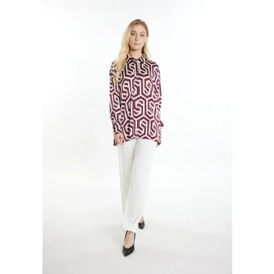 Abbildung von DREIMASTER Klassik Women&#039;s Shirt Blouse XS / Off White Bordeaux 100% Polyester