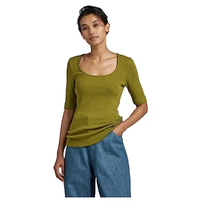 Abbildung von G STAR RAW Damen Deep Scoop Slim Top, Grün (avocado D23134 D263 D612), L