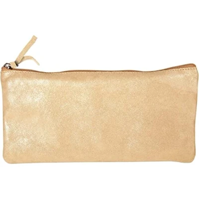 Abbildung von Clairefontaine 410017C Schlampermäppchen aus Leder Celeste Flach, 11 x 22cm, 1 Stück, Disco Gold
