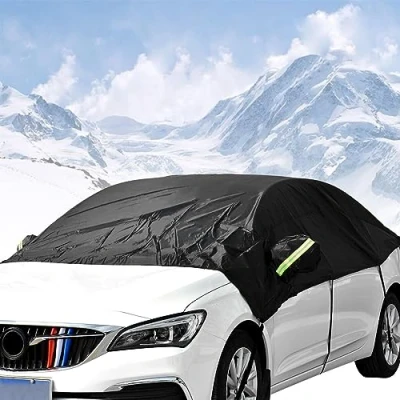 Abbildung von Queta Halbgarage Autoabdeckung, Autogarage Abdeckplane Phosphoreszierend Auto Frontscheibe Schutzhülle Schneeschutz UV Schutz (schwarz und grün), 62427281