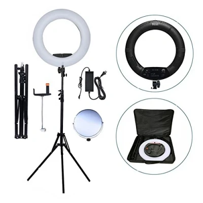Abbildung von YIDOBLO FS 480II 5500K Bio Farbkamera Foto / Studio Telefon Video 18 &#039;&#039; 480 LED Ringlicht Lampe mit 2M Stativ + Softbag Kit