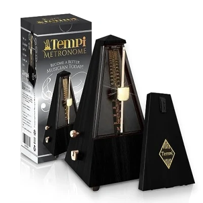 Abbildung von Tempi Metronom für Musiker (Plastic Black Grain Furnier) mit . Werde ein besserer Musiker!