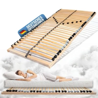 Abbildung von Coemo Lattenrost starr Ergo NV 90 x 200 cm 7 Zonen 28 Leisten Mittelzonenverstellung, Härtegrad einstellbar auch für Doppelbetten alle Matratzenarten Schlaftypen