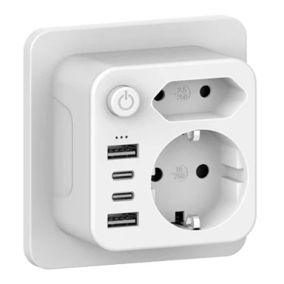 Abbildung von Aipsdo Doppelstecker für USB Steckdose, Mehrfachsteckdose mit 4 Netzstecker,USB CAdapter,Steckdosenadapter 2Fach Stecker USB, mehrfachstecker Steckdose,USB