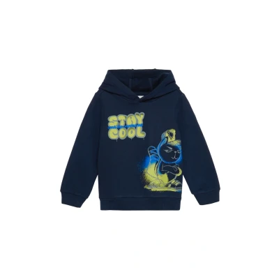 Abbildung von s.Oliver IMPRIMÉ SUR LE Devant Kapuzenpullover für Kinder, Größe: 116/122, Navy