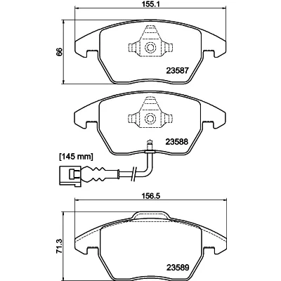 Abbildung von HELLA 8DB 355 010 581 Bremsbelagsatz mit integriertem Verschleißwarnkontakt VOLKSWAGEN: Passat B6 Variant, GOLF 5 Schrägheck, 6
