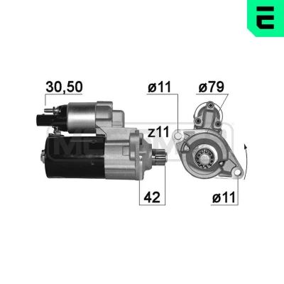 Abbildung von ERA 220886A Anlasser 12 1,1 11 VOLKSWAGEN: Transporter 5 Bus, Kastenwagen, GOLF 6, SEAT: Leon II Schrägheck, Alhambra II, Altea XL