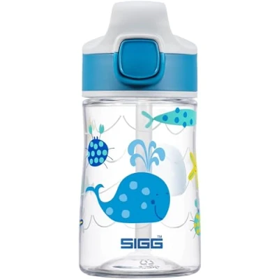 Abbildung von SIGG Miracle Kinder Trinkflasche (0.35 L), Kinderflasche mit auslaufsicherem Deckel, einhändig bedienbare Strohhalm, Blau
