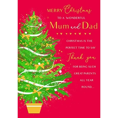 Abbildung von Piccadilly Greetings Klassische Weihnachtskarte für Mama und Vater, 25,4 x 17,8 cm