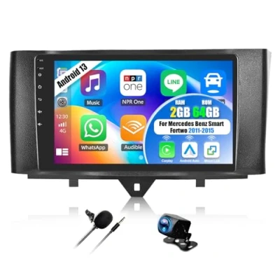 Abbildung von OiLiehu 2G+64G Android 13 Doppeldin Radio Carplay Auto für Mercedes Benz Smart Fortwo W451 2011 2015 Autoradio Mit Bildschirm 9 Zoll Unterstützung Equalizer/Bluetooth/FM RDS/WiFi/GPS
