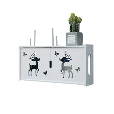 Abbildung von MNBVH Wand Router Aufbewahrungsbox Weiß WLAN Box Regal TV Kabel Verstecken Cable Organizer WiFi Storage B