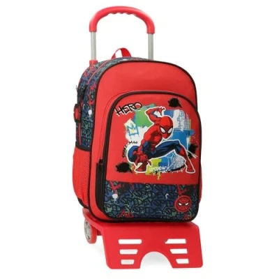 Abbildung von Disney Joumma Bags, Marvel Spiderman Urban Schultasche, Kinderrucksack, aus Polyester, breite und verstellbare Träger, Tragegriff oben zum Aufhängen., rot, Rucksack + Trolley