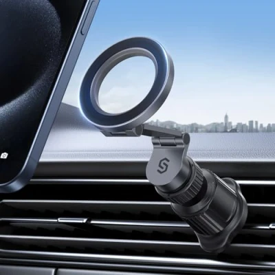 Abbildung von SYNCWIRE Handyhalterung Auto für MagSafe Autohalterung Magnetische Handyhalter [3D Lang arm, Starke Magnete] Lüftung KFZ iPhone 16 15 14 13 12 Pro Max Plus Mini Mag Safe