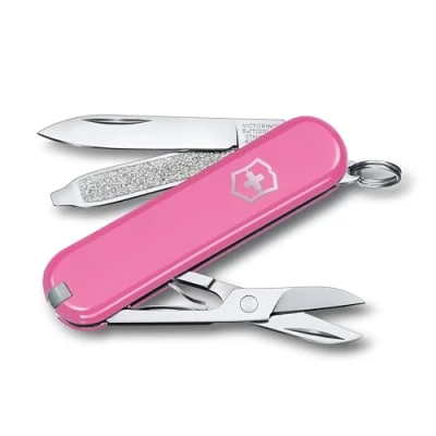 Abbildung von Victorinox Schweizer Taschenmesser, Klein, Classic SD, Multitool, Swiss Army Knife, Geschenk, 7 Funktionen, Klinge, Nagelfeile, Rosa