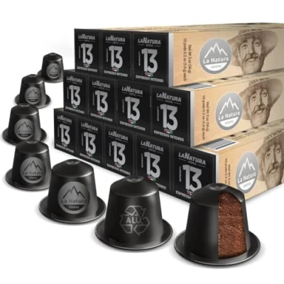 Abbildung von La Natura Lifestyle 120x ESPRESSO INTENSO Kaffeekapseln aus Aluminium 100% Recycelbar Nespresso®* kompatible