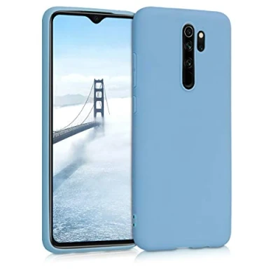 Abbildung von kwmobile Hülle kompatibel mit Xiaomi Redmi Note 8 Pro weiches TPU Silikon Case Cover geeignet für kabelloses Laden Taubenblau