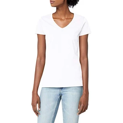 Abbildung von Lady Fit Valueweight V Neck T Shirt von Fruit of the Loom Weiß S