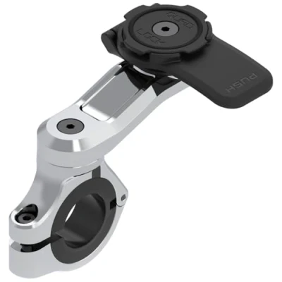 Abbildung von Quad Lock Motorrad Lenkerhalterung PRO Chrom für iPhone, Samsung Galaxy und Pixel Smartphone