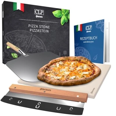 Abbildung von CLP Pizzastein Set, Cordierit, mit Rezept Buch für Backofen &amp; Grill