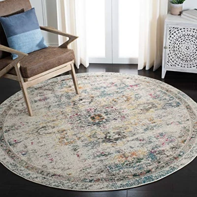 Abbildung von SAFAVIEH Distressed Teppich für Wohnzimmer, Esszimmer, Schlafzimmer Madison Collection, Kurzer Flor, Grau und Gold, 122 X cm
