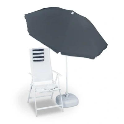 Abbildung von relaxdays Sonnenschirm 180 cm, Grau