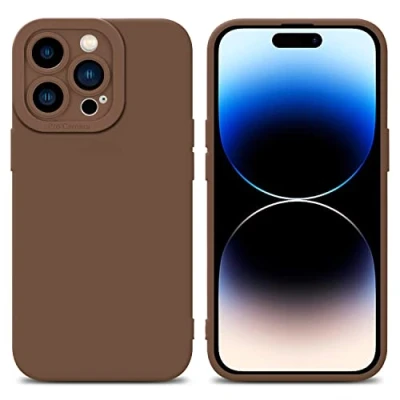 Abbildung von Cadorabo Hülle kompatibel mit Apple iPhone 14 PRO Schutzhülle TPU Silikon Case Liquid Design Kameraschutz Slim Kratzfest Weiche Gummi Rundumschutz für in Braun