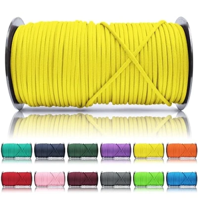 Abbildung von Ganzoo Paracord 550 Seil Gelb 4mm Schnur Typ 3, Nylon &amp; Polyester, ideal für Basteln von Hundeleine Halsband Armband/Camping Survival und Outdoor 100 Meter Allzweckseil 7 Innenstränge