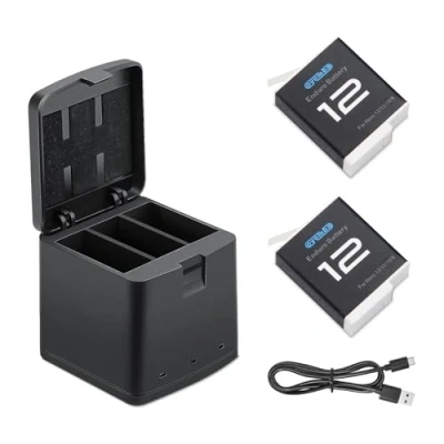 Abbildung von Oyomba Hero 12 Akku 1800mAh Vollständig kompatibel mit gopro Schwarz 11/10/9 （Akku 2er Pack，3 Kanal Ladegerät，Type C Schnellladung）