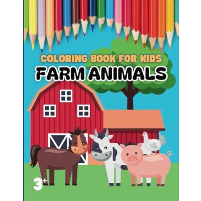 Abbildung von Coloring Book for Kids; Farm Animals, 40 easy and fun designs to stimulate creativity kids
