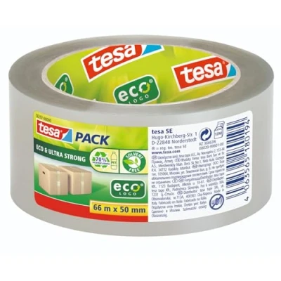 Abbildung von tesa Klebeband tesapack Eco &amp; Ultra Strong 66m : 50mm (Packung, 1 St., Rolle ecoLogo, x 50mm) Paketklebeband einfaches Verpacken Verschließen transparent
