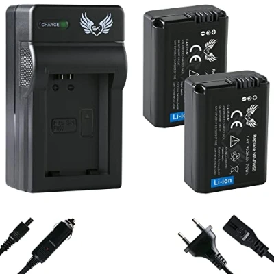 Abbildung von 2X SK Akku Sony NP FW50 (950mAh) + Charger Ladegerät für Alpha 7 7II 7R 7S II 5100 6300 6400 6500 / NEX 6 F3 DSC RX10 IV/ZV E10