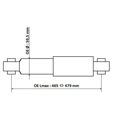 Abbildung von KYB 3450023 Stoßdämpfer Hinterachse Gasdruck 465 59,5 Zweirohr Teleskop oben Auge, unten Auge FIAT: Ducato III Kastenwagen