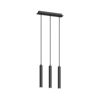 Abbildung von Arcchio LED Pendelleuchte Franka, 3 flg., lang, schwarz, Alu