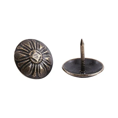 Abbildung von Walfront Polsternägel Groß, 100 stück Vintage Polster Nägel, Runder Großköpfiger Ziernägel, Bronze Eckenschutz Metall, Möbelnieten für Möbel (Gänseblümchen 16x15mm)
