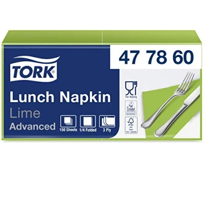 Abbildung von Tork 477860 Soft Lunchservietten Limone / 3lagige, saugfähige Papierservietten in Hellgrün Vielfältig verwendbar Advanced Qualität 10 x 150 (1500) Servietten 32,6 33 cm (B L) 1/4 Falz
