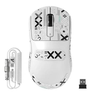 Abbildung von MAMBASNAKE ATTACK SHARK X3MAX 49g SUPERLIGHT Maus, PixArt PAW3950 Sensor, Bis zu 420000 DPI, 100M Klicks Optische Mikroschalter, BT/2,4G Kabellose/Kabelgebundene Gaming Maus mit Spiralkabel,für PC/Mac