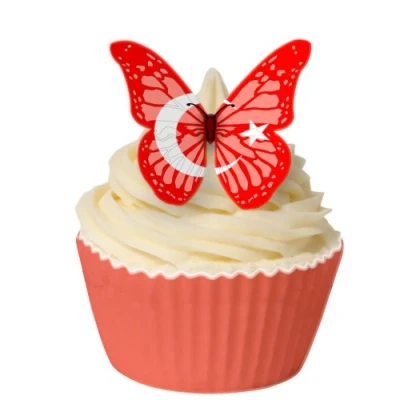 Abbildung von Holly Cupcakes 24 Schmetterlinge aus essbarem Papier mit Fahnenmuster: Türkei / Turkish Flag Butterflies