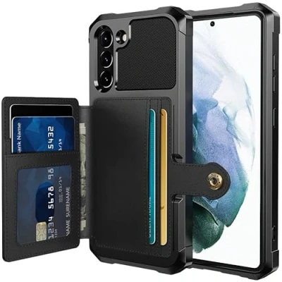 Abbildung von Für Samsung Galaxy S21 FE Hülle mit Kartenhalter Back Cover Schwarz