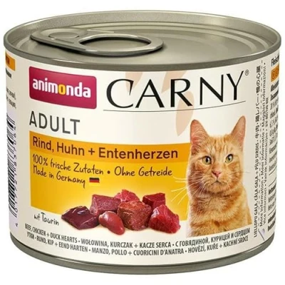 Abbildung von Carny Katzen Nassfutter Rind + Huhn Entenherzen (6 x 200g), von animonda ohne Getreide und Zucker, mit frischen fleischlichen Zutaten