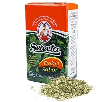 Abbildung von Selecta Yerba Mate Tee Doppel Sabor 0.5 kg + Geschenk Probe (40g): Reich an Antioxidantien und Vitaminen, beschleunigt den Stoffwechsel, zuckerfrei Paraguay