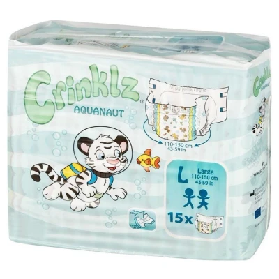 Abbildung von Crinklz Windeln Aquanaut L (110 150 cm) (15 St., mit Folie und Taucher Motiven)
