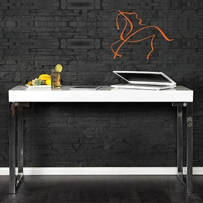 Abbildung von cagü Design Schreibtisch Princeton Weiß Hochglanz 120cm x 40cm