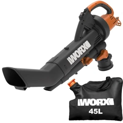 Abbildung von WORX WG505E Trivac Laubbläser &amp; Laubsauger 3000 W 3 in 1 Funktion als Laubbläser, Mulcher 335km/h Blasgeschwindigkeit 600m3/h Saugvolumen inkl. 45L Fangsack