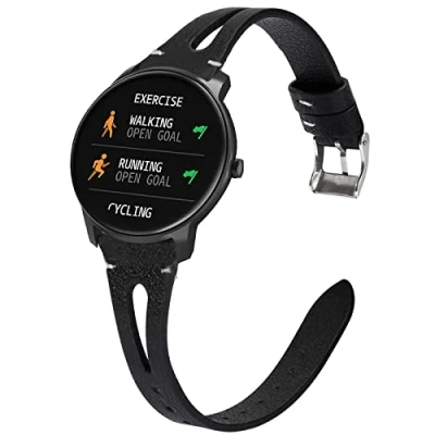 Abbildung von Onetuo Armband Kompatibel Für RIVERSONG Smartwatch Motive 3C, Leder Classic Ersatz Uhrenarmband 3C (Schwarz)