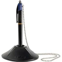 Abbildung von BIC 4 Farben Kugelschreiber mit Kette &amp; Ständer Colours Counter Pen, austauschbare Mienen, Ideal für das Büro, 1 Stück (1er Pack)