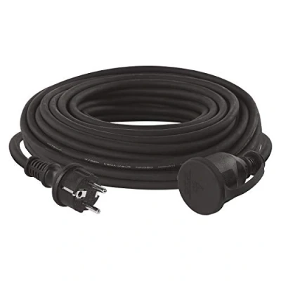 Abbildung von EMOS IP44 Verlängerungskabel 25m 1 Schuko Steckdose wasserdicht, schlagfest, temperatur &amp; ölbeständig 230 V, 16 A, 3680 W Gummi Isolierung H07RN F3G 2,5 mm2 für Außenbereich schwarz