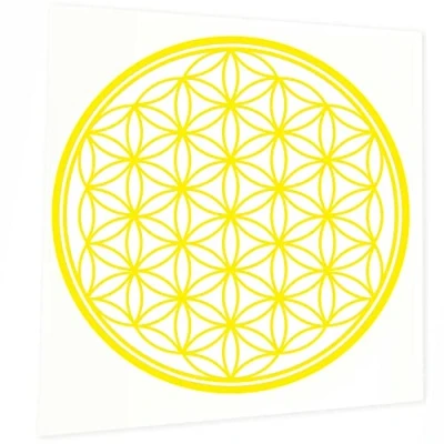 Abbildung von INDIGOS UG Aufkleber Autoaufkleber JDM Die Cut Blume des Lebens 100x100mm gelb Heckscheibe Heckscheibenaufkleber Sticker Tuning Boot Auto Laptop LKW